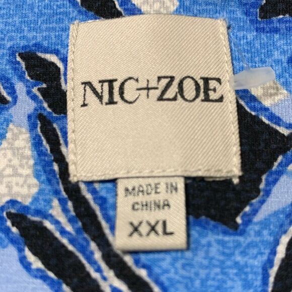 Nic + Zoe Coastal Vines Black & Blue Dolman Sleeve Top XXL #546 - Picture 8 of 8